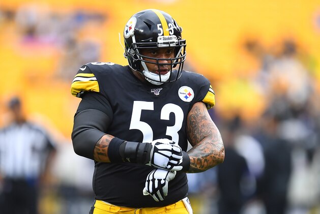 PITTSBURGH, PA - OCTOBER 06: Maurkice Pouncey #53 of the Pittsburgh Steelers in action during the game against the Baltimore Ravens at Heinz Field on October 6, 2019 in Pittsburgh, Pennsylvania. (Photo by Joe Sargent/Getty Images) PITTSBURGH, PA - OCTOBER 06: Maurkice Pouncey #53 of the Pittsburgh Steelers in action during the game against the Baltimore Ravens at Heinz Field on October 6, 2019 in Pittsburgh, Pennsylvania. (Photo by Joe Sargent/Getty Images)