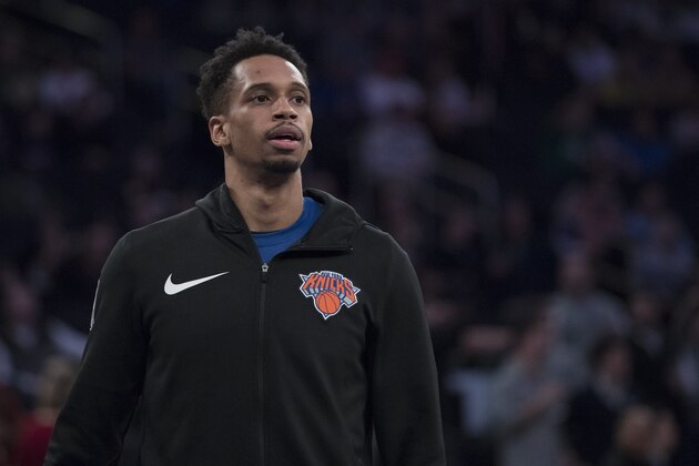 New York Knicks forward Lance Thomas warms up before the start of an NBA basketball game against the Boston Celtics, Friday, Feb. 1, 2019, at Madison Square Garden in New York. (AP Photo/Mary Altaffer)