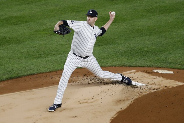New York Yankees starting pitcher James Paxton throws against the Houston Astros during the first inning in Game 5 of baseball's American League Championship Series Friday, Oct. 18, 2019, in New York. (AP Photo/Kathy Willens) New York Yankees starting pitcher James Paxton throws against the Houston Astros during the first inning in Game 5 of baseball's American League Championship Series Friday, Oct. 18, 2019, in New York. (AP Photo/Kathy Willens)