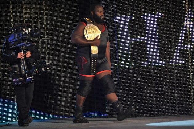 ATLANTA, GA - OCTOBER 31: WWE Heavyweight Championship Mark Henry attends the WWE Monday Night Raw Supershow Halloween event at the Philips Arena on October 31, 2011 in Atlanta, Georgia. (Photo by Moses Robinson/Getty Images)