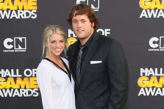 SANTA MONICA, CA - FEBRUARY 18: NFL player Matthew Stafford (R) and Kelly Hall attend the 2nd Annual Cartoon Network Hall of Game Awards at Barker Hangar on February 18, 2012 in Santa Monica, California. (Photo by David Livingston/Getty Images) SANTA MONICA, CA - FEBRUARY 18: NFL player Matthew Stafford (R) and Kelly Hall attend the 2nd Annual Cartoon Network Hall of Game Awards at Barker Hangar on February 18, 2012 in Santa Monica, California. (Photo by David Livingston/Getty Images)