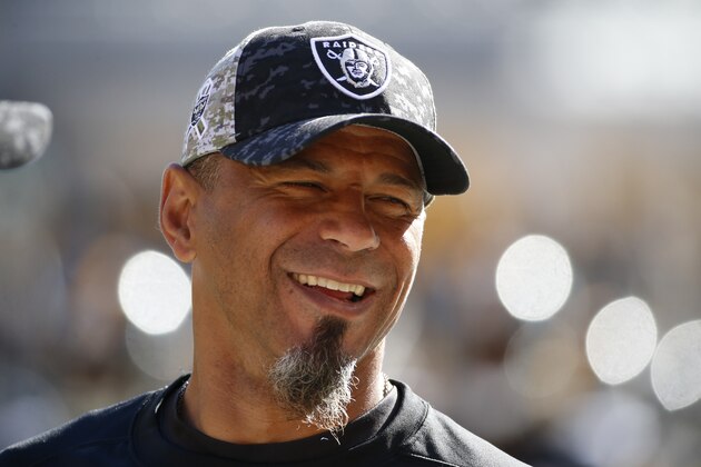 Oakland Raiders coach Rod Woodson visits on the sidelines before an NFL football game against the Pittsburgh Steelers, Sunday, Nov. 8, 2015, in Pittsburgh. (AP Photo/Gene J. Puskar) Oakland Raiders coach Rod Woodson visits on the sidelines before an NFL football game against the Pittsburgh Steelers, Sunday, Nov. 8, 2015, in Pittsburgh. (AP Photo/Gene J. Puskar)