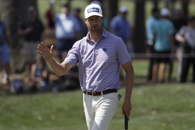 Harris English waves after making a birdie putt on the eight hole, during the first round of The Players Championship golf tournament Thursday, March 12, 2020, in Ponte Vedra Beach, Fla. (AP Photo/Chris O'Meara) Harris English waves after making a birdie putt on the eight hole, during the first round of The Players Championship golf tournament Thursday, March 12, 2020, in Ponte Vedra Beach, Fla. (AP Photo/Chris O'Meara)