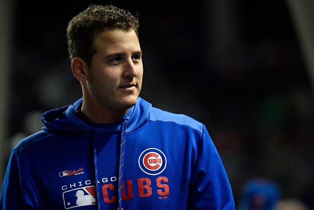 CHICAGO, ILLINOIS - SEPTEMBER 18: Anthony Rizzo #44 of the Chicago Cubs looks on from the bench against the Cincinnati Reds at Wrigley Field on September 18, 2019 in Chicago, Illinois. (Photo by Quinn Harris/Getty Images)