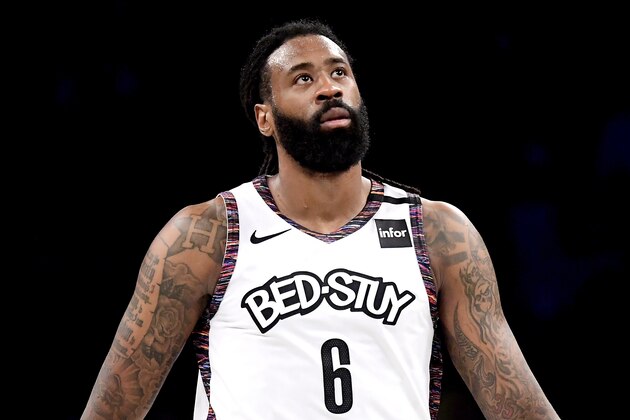 NEW YORK, NEW YORK - MARCH 08:  DeAndre Jordan #6 of the Brooklyn Nets looks on against the Chicago Bulls in the second half at Barclays Center on March 08, 2020 in New York City. NOTE TO USER: User expressly acknowledges and agrees that, by downloading and or using this photograph, User is consenting to the terms and conditions of the Getty Images License Agreement. (Photo by Steven Ryan/Getty Images)