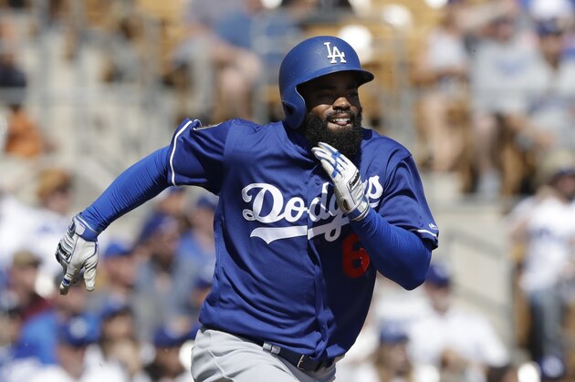 Los Angeles Dodgers' Andrew Toles runs to first during the second nning of a spring training baseball game against the Chicago White Sox, Friday, March 2, 2018, in Glendale, Ariz. (AP Photo/Carlos Osorio) Los Angeles Dodgers' Andrew Toles runs to first during the second nning of a spring training baseball game against the Chicago White Sox, Friday, March 2, 2018, in Glendale, Ariz. (AP Photo/Carlos Osorio)