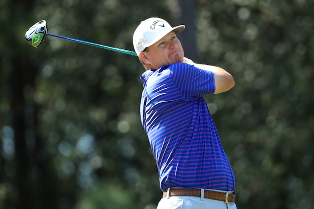 HUMBLE, TEXAS - OCTOBER 13: Chad Campbell of the United States plays his shot from the sixth tee during the final round of the Houston Open at the Golf Club of Houston on October 13, 2019 in Humble, Texas. (Photo by Sam Greenwood/Getty Images)
