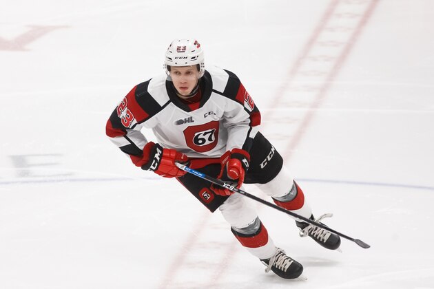 OSHAWA, ON - MARCH 1: Marco Rossi #23 of the Ottawa 67's skates during an OHL game against the Oshawa Generals at the Tribute Communities Centre on March 1, 2020 in Oshawa, Ontario, Canada. (Photo by Chris Tanouye/Getty Images) OSHAWA, ON - MARCH 1: Marco Rossi #23 of the Ottawa 67's skates during an OHL game against the Oshawa Generals at the Tribute Communities Centre on March 1, 2020 in Oshawa, Ontario, Canada. (Photo by Chris Tanouye/Getty Images)