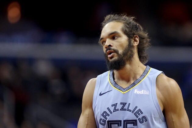 WASHINGTON, DC - MARCH 16: Joakim Noah #55 of the Memphis Grizzlies looks on in the first half against the Washington Wizards at Capital One Arena on March 16, 2019 in Washington, DC. NOTE TO USER: User expressly acknowledges and agrees that, by downloading and or using this photograph, User is consenting to the terms and conditions of the Getty Images License Agreement. (Photo by Rob Carr/Getty Images)