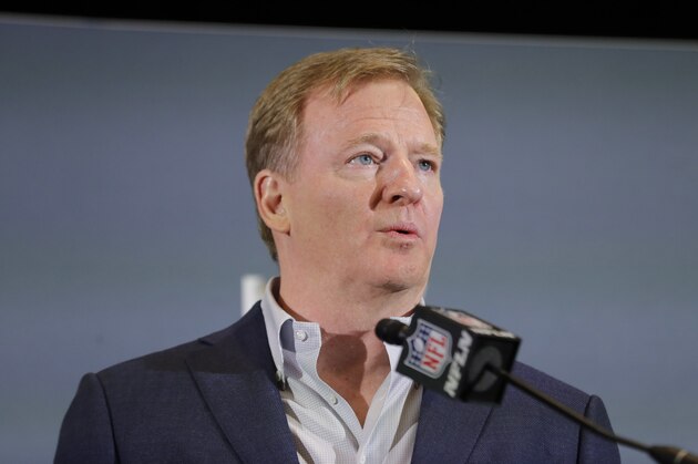 NFL Commissioner Roger Goodell speaks during a news conference, Monday, Feb. 3, 2020, in Miami, the day after the Kansas City Chiefs defeated the San Francisco 49ers in Super Bowl 54. (AP Photo/Brynn Anderson) NFL Commissioner Roger Goodell speaks during a news conference, Monday, Feb. 3, 2020, in Miami, the day after the Kansas City Chiefs defeated the San Francisco 49ers in Super Bowl 54. (AP Photo/Brynn Anderson)