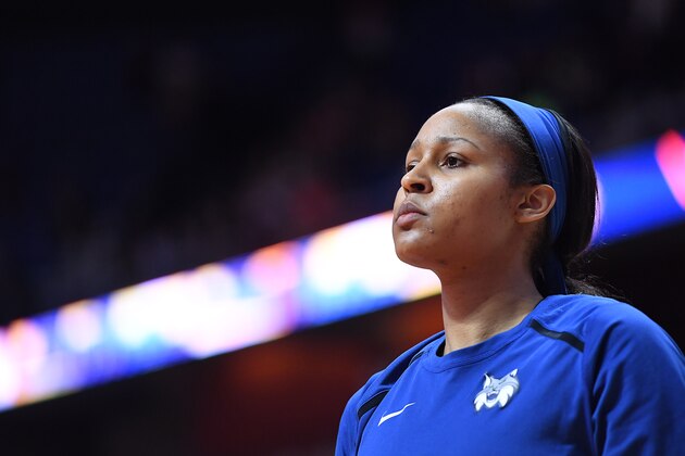 UNCASVILLE, CT - AUGUST 17: Maya Moore #23 of the Minnesota Linx before the game against the Connecticut Sun on August 17, 2018 at the Mohegan Sun Arena in Uncasville, Connecticut. NOTE TO USER: User expressly acknowledges and agrees that, by downloading and/or using this Photograph, user is consenting to the terms and conditions of the Getty Images License Agreement. (Photo by Matteo Marchi/Getty Images)