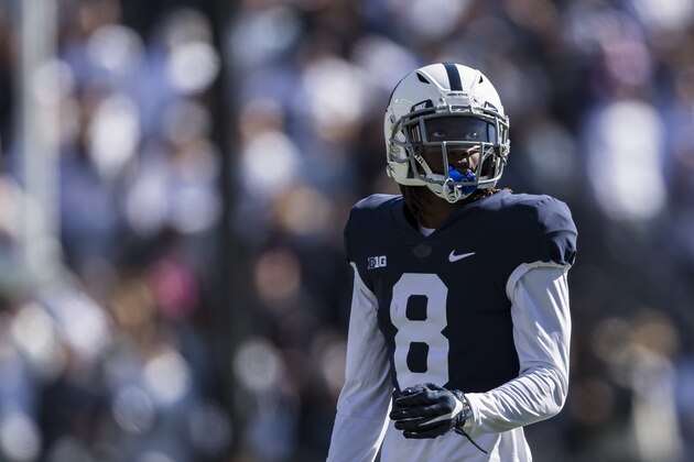 STATE COLLEGE, PA - OCTOBER 05: Marquis Wilson #8 of the Penn State Nittany Lions looks on against the Purdue Boilermakers during the second half at Beaver Stadium on October 5, 2019 in State College, Pennsylvania. (Photo by Scott Taetsch/Getty Images)