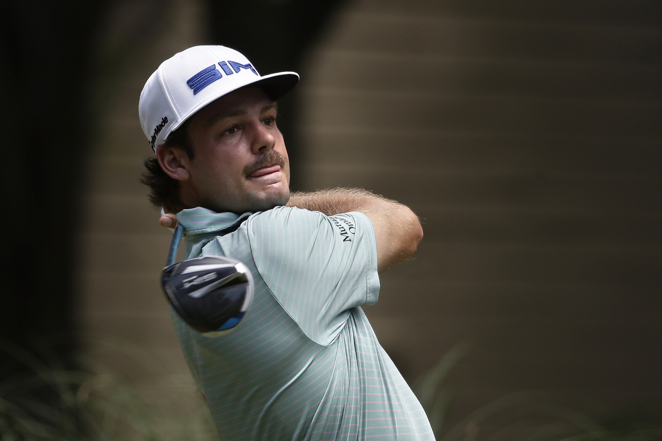 Doc Redman hits of the second tee during the final round of the RBC Heritage golf tournament, Sunday, June 21, 2020, in Hilton Head Island, S.C. (AP Photo/Gerry Broome)