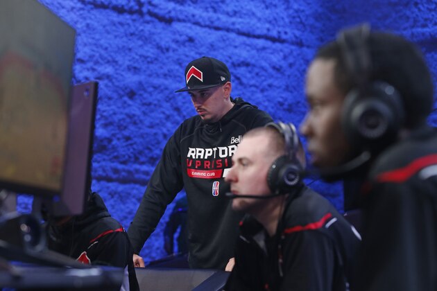 LONG ISLAND CITY, NY - JUNE 8: Coach Ognjen Micic of Raptors Uprising GC stares on during the game against Blazer5 Gaming during the NBA 2K League Mid Season Tournament on June 8, 2018 at the NBA 2K League Studio Powered by Intel in Long Island City, New York. NOTE TO USER: User expressly acknowledges and agrees that, by downloading and/or using this photograph, user is consenting to the terms and conditions of the Getty Images License Agreement. Mandatory Copyright Notice: Copyright 2018 NBAE (Photo by Michelle Farsi/NBAE via Getty Images) LONG ISLAND CITY, NY - JUNE 8: Coach Ognjen Micic of Raptors Uprising GC stares on during the game against Blazer5 Gaming during the NBA 2K League Mid Season Tournament on June 8, 2018 at the NBA 2K League Studio Powered by Intel in Long Island City, New York. NOTE TO USER: User expressly acknowledges and agrees that, by downloading and/or using this photograph, user is consenting to the terms and conditions of the Getty Images License Agreement. Mandatory Copyright Notice: Copyright 2018 NBAE (Photo by Michelle Farsi/NBAE via Getty Images)