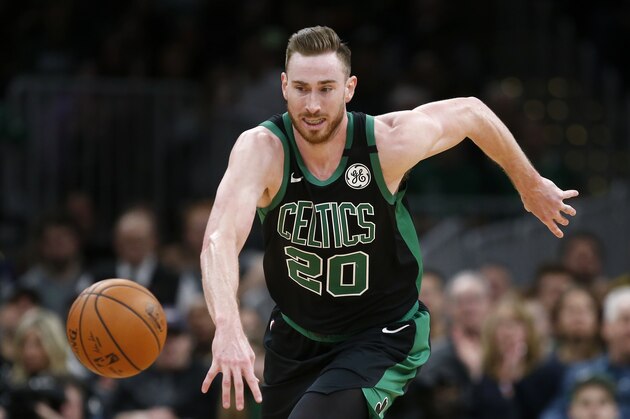 Boston Celtics' Gordon Hayward plays against the Houston Rockets during an NBA basketball game in Boston, Saturday, Feb. 29, 2020. (AP Photo/Michael Dwyer) Boston Celtics' Gordon Hayward plays against the Houston Rockets during an NBA basketball game in Boston, Saturday, Feb. 29, 2020. (AP Photo/Michael Dwyer)