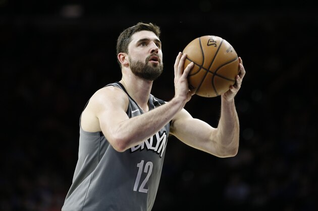 Brooklyn Nets' Joe Harris plays during an NBA basketball game against the Philadelphia 76ers, Thursday, Feb. 20, 2020, in Philadelphia. (AP Photo/Matt Slocum)