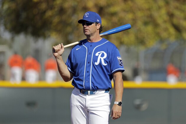 Kansas City Royals manager Mike Matheny watches from the outfield during baseball spring training Sunday, Feb. 16, 2020, in Surprise, Ariz. (AP Photo/Charlie Riedel) Kansas City Royals manager Mike Matheny watches from the outfield during baseball spring training Sunday, Feb. 16, 2020, in Surprise, Ariz. (AP Photo/Charlie Riedel)