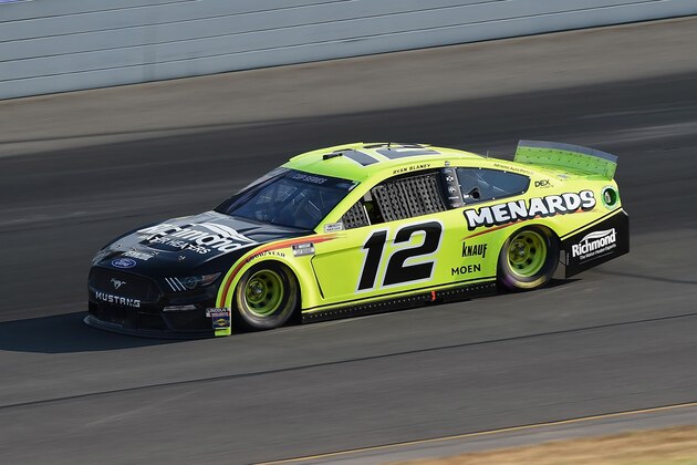 LONG POND, PENNSYLVANIA - JUNE 28: Ryan Blaney, driver of the #12 Menards/Richmond Ford, during the NASCAR Cup Series Pocono 350 at Pocono Raceway on June 28, 2020 in Long Pond, Pennsylvania. (Photo by Jared C. Tilton/Getty Images)