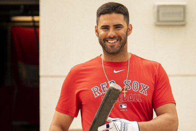 FT. MYERS, FL - MARCH 8: J.D. Martinez #28 of the Boston Red Sox reacts before a Grapefruit League game against the Minnesota Twins on March 8, 2020 at jetBlue Park at Fenway South in Fort Myers, Florida. (Photo by Billie Weiss/Boston Red Sox/Getty Images)