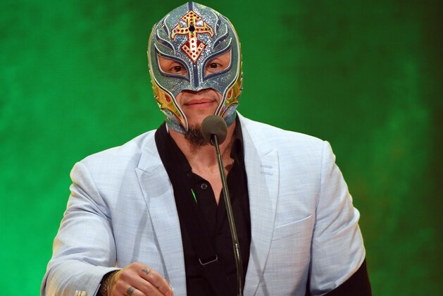 LAS VEGAS, NEVADA - OCTOBER 11: WWE wrestler Rey Mysterio speaks at a WWE news conference at T-Mobile Arena on October 11, 2019 in Las Vegas, Nevada. It was announced that WWE wrestler Braun Strowman will face heavyweight boxer Tyson Fury and WWE champion Brock Lesnar will take on former UFC heavyweight champion Cain Velasquez at the WWE's Crown Jewel event at Fahd International Stadium in Riyadh, Saudi Arabia on October 31. (Photo by Ethan Miller/Getty Images) LAS VEGAS, NEVADA - OCTOBER 11: WWE wrestler Rey Mysterio speaks at a WWE news conference at T-Mobile Arena on October 11, 2019 in Las Vegas, Nevada. It was announced that WWE wrestler Braun Strowman will face heavyweight boxer Tyson Fury and WWE champion Brock Lesnar will take on former UFC heavyweight champion Cain Velasquez at the WWE's Crown Jewel event at Fahd International Stadium in Riyadh, Saudi Arabia on October 31. (Photo by Ethan Miller/Getty Images)