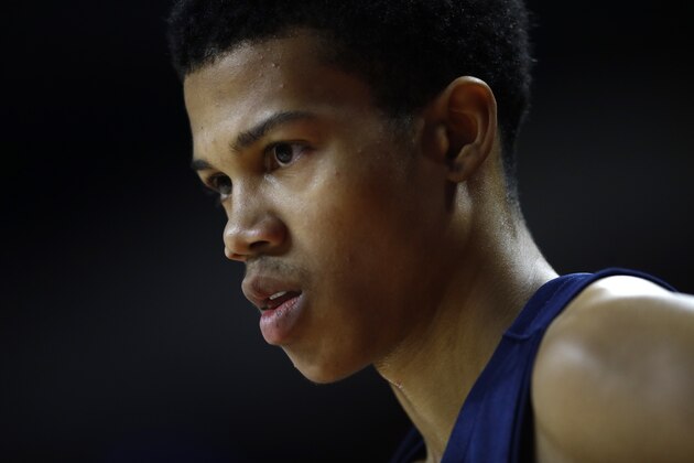 Penn State guard Rasir Bolton stands on the court in the first half of an NCAA college basketball game against Maryland, Saturday, Dec. 1, 2018, in College Park, Md. (AP Photo/Patrick Semansky)