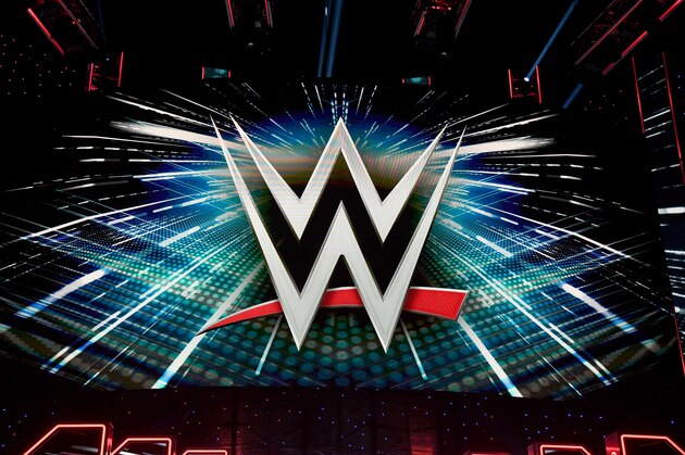LAS VEGAS, NEVADA - OCTOBER 11:  A WWE logo is shown on a screen before a WWE news conference at T-Mobile Arena on October 11, 2019 in Las Vegas, Nevada. It was announced that WWE wrestler Braun Strowman will face heavyweight boxer Tyson Fury and WWE champion Brock Lesnar will take on former UFC heavyweight champion Cain Velasquez at the WWE's Crown Jewel event at Fahd International Stadium in Riyadh, Saudi Arabia on October 31.  (Photo by Ethan Miller/Getty Images)