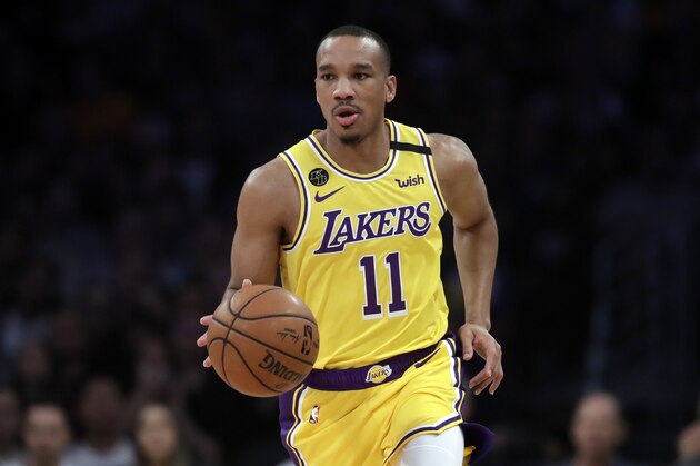 Los Angeles Lakers' Avery Bradley (11) during the first half of an NBA basketball gameagainst the New Orleans Pelicans Tuesday, Feb. 25, 2020, in Los Angeles. (AP Photo/Marcio Jose Sanchez)