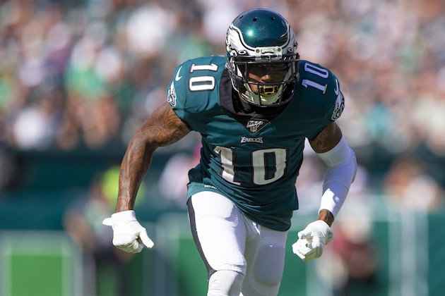 PHILADELPHIA, PA - SEPTEMBER 08: DeSean Jackson #10 of the Philadelphia Eagles in action against the Washington Redskins at Lincoln Financial Field on September 8, 2019 in Philadelphia, Pennsylvania. (Photo by Mitchell Leff/Getty Images)