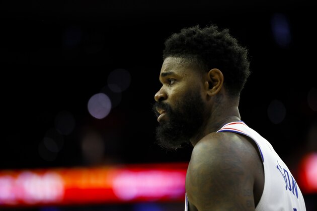 Philadelphia 76ers' Amir Johnson in action during an NBA basketball game against the Indiana Pacers, Sunday, March 10, 2019, in Philadelphia. (AP Photo/Matt Slocum)