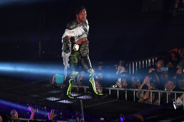 TOKYO, JAPAN - JANUARY 04: Kenny Omega enters the ring prior to the IWGP Heavyweight Championship bout during Wrestle Kingdom 13 of New Japan Pro-Wrestling at Tokyo Dome on January 4, 2019 in Tokyo, Japan. (Photo by Etsuo Hara/Getty Images)