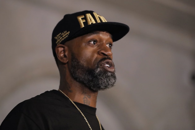 Stephen Jackson the brother of George Floyd speaks during a news conference, Tuesday, June 2, 2020, in Minneapolis, Minn. The city has seen protests against police brutality sparked by the death of George Floyd, a black man who died after being restrained by Minneapolis police officers on May 25. (AP Photo/Julio Cortez)