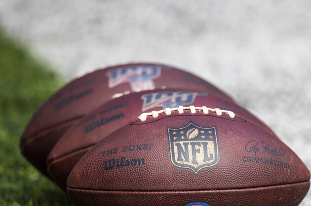 EAST RUTHERFORD, NJ - SEPTEMBER 08: Detail view of three NFL footballs on the sideline before the game between the New York Jets and the Buffalo Bills at MetLife Stadium on September 8, 2019 in East Rutherford, New Jersey. Buffalo defeats New York 17-16. (Photo by Brett Carlsen/Getty Images) EAST RUTHERFORD, NJ - SEPTEMBER 08: Detail view of three NFL footballs on the sideline before the game between the New York Jets and the Buffalo Bills at MetLife Stadium on September 8, 2019 in East Rutherford, New Jersey. Buffalo defeats New York 17-16. (Photo by Brett Carlsen/Getty Images)