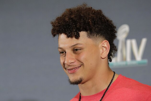 Kansas City Chiefs quarterback Patrick Mahomes (15) speaks during a news conference on Monday, Feb. 3, 2020, in Miami, the day after the Chiefs defeated the San Francisco 49ers in Super Bowl 54. (AP Photo/Brynn Anderson)