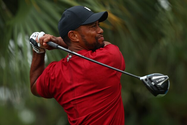 HOBE SOUND, FLORIDA - MAY 24: Tiger Woods plays his shot from the 13th tee during The Match: Champions For Charity at Medalist Golf Club on May 24, 2020 in Hobe Sound, Florida. (Photo by Mike Ehrmann/Getty Images for The Match)