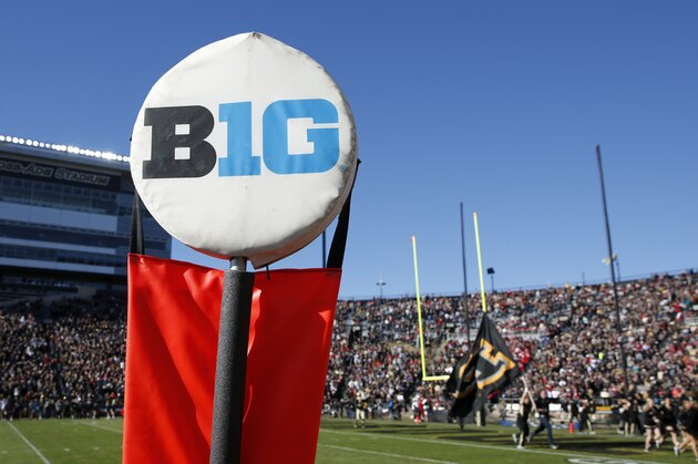 WEST LAFAYETTE, IN - NOVEMBER 25: The Big 10 logo is seen on a yard marker during a game between the Purdue Boilermakers and Indiana Hoosiers at Ross-Ade Stadium on November 25, 2017 in West Lafayette, Indiana. Purdue won 31-24. (Photo by Joe Robbins/Getty Images) *** Local Caption ***