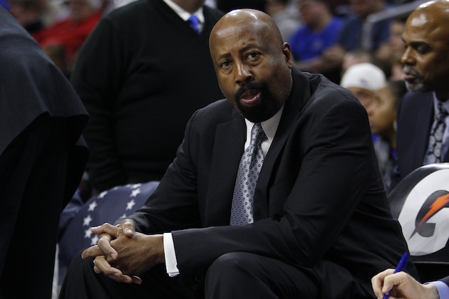 Los Angeles Clippers' assistant coach Mike Woodson looks on during the second half of an NBA basketball game against the Philadelphia 76ers, Monday, Feb. 8, 2016, in Philadelphia. The Clippers won 98-92 in overtime. (AP Photo/Chris Szagola)