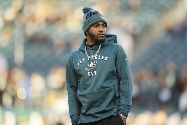 Philadelphia Eagles' DeSean Jackson ahead of an NFL football game against the Dallas Cowboys, Sunday, Dec. 22, 2019, in Philadelphia. (AP Photo/Michael Perez)
