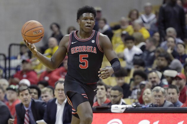 Georgia's Anthony Edwards brings the ball down the court during the first half of an NCAA college basketball game against Missouri Tuesday, Jan. 28, 2020, in Columbia, Mo. (AP Photo/Jeff Roberson) Georgia's Anthony Edwards brings the ball down the court during the first half of an NCAA college basketball game against Missouri Tuesday, Jan. 28, 2020, in Columbia, Mo. (AP Photo/Jeff Roberson)
