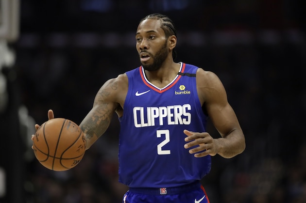 Los Angeles Clippers' Kawhi Leonard during the first half of an NBA basketball game against the Sacramento Kings Saturday, Feb. 22, 2020, in Los Angeles. (AP Photo/Marcio Jose Sanchez)