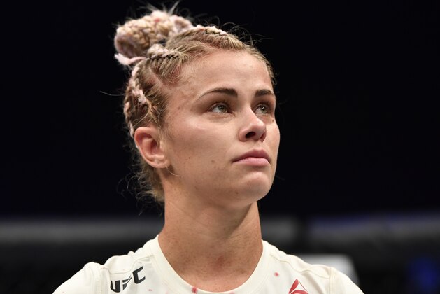 ABU DHABI, UNITED ARAB EMIRATES - JULY 12: Paige VanZant reacts after her submission loss to Amanda Ribas in their flyweight fight during the UFC 251 event at Flash Forum on UFC Fight Island on July 12, 2020 on Yas Island, Abu Dhabi, United Arab Emirates. (Photo by Jeff Bottari/Zuffa LLC)