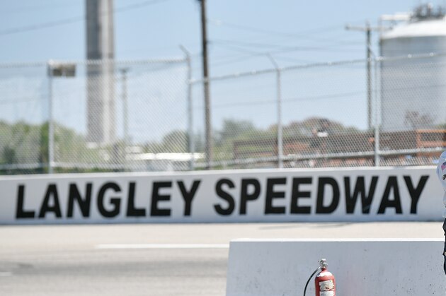 HAMPTON, VA - SEPTEMBER 04: A track official works pit road at Langley Speedway on September 4, 2017 in Hampton, Virginia. (Photo by Mike Comer/Getty Images for NASCAR)