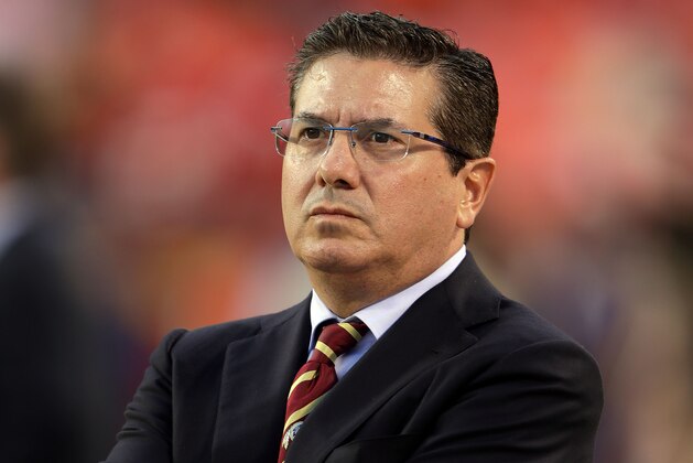 KANSAS CITY, MO - OCTOBER 02: Team owner Daniel Snyder of the Washington Redskins watches during warm ups prior to the game against the Kansas City Chiefs at Arrowhead Stadium on October 2, 2017 in Kansas City, Missouri. (Photo by Jamie Squire/Getty Images) KANSAS CITY, MO - OCTOBER 02: Team owner Daniel Snyder of the Washington Redskins watches during warm ups prior to the game against the Kansas City Chiefs at Arrowhead Stadium on October 2, 2017 in Kansas City, Missouri. (Photo by Jamie Squire/Getty Images)