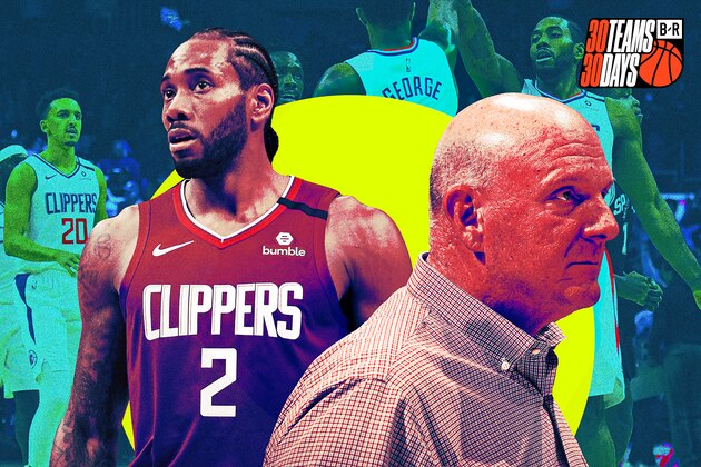 LOS ANGELES, CA - JULY 24: A fan has her picture taken in front of the mural after it was unveiled following the introductory news conference of Kawhi Leonard and Paul George at Green Meadows Recreation Center on July 24, 2019 in Los Angeles, California. NOTE TO USER: User expressly acknowledges and agrees that, by downloading and or using this photograph, User is consenting to the terms and conditions of the Getty Images License Agreement. at Green Meadows Recreation Center on July 24, 2019 in Los Angeles, California. (Photo by Kevork Djansezian/Getty Images)