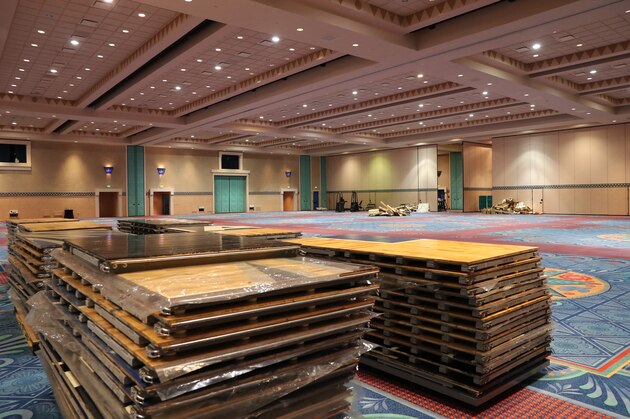ORLANDO, FL - JULY 1: A general overall view of the convention center at Disney's Coronado Springs Resort as part of the NBA Restart 2020 on July 1, 2020 in Orlando, Florida. NOTE TO USER: User expressly acknowledges and agrees that, by downloading and/or using this photograph, user is consenting to the terms and conditions of the Getty Images License Agreement.  Mandatory Copyright Notice: Copyright 2020 NBAE (Photo by Joe Murphy/NBAE via Getty Images)