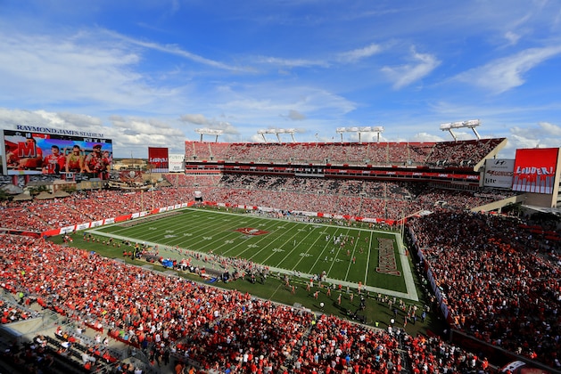 TAMPA, FLORIDA - DECEMBER 29: A general view of Raymond James Stadium during a game bertween the Tampa Bay Buccaneers and the Atlanta Falcons on December 29, 2019 in Tampa, Florida. (Photo by Mike Ehrmann/Getty Images) TAMPA, FLORIDA - DECEMBER 29: A general view of Raymond James Stadium during a game bertween the Tampa Bay Buccaneers and the Atlanta Falcons on December 29, 2019 in Tampa, Florida. (Photo by Mike Ehrmann/Getty Images)