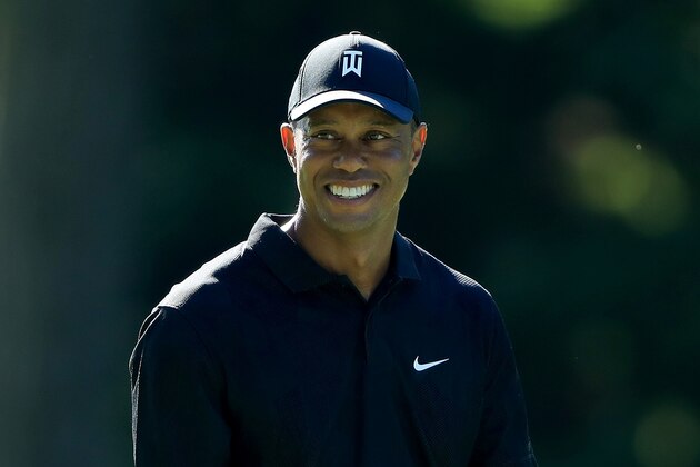 DUBLIN, OHIO - JULY 14: Tiger Woods smiles during a practice round prior to The Memorial Tournament at Muirfield Village Golf Club on July 14, 2020 in Dublin, Ohio. (Photo by Sam Greenwood/Getty Images)