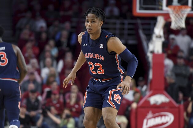 Auburn forward Isaac Okoro against Arkansas during the first half of an NCAA college basketball game Tuesday, Feb. 4, 2020, in Fayetteville, Arkansas. (AP Photo/Michael Woods) Auburn forward Isaac Okoro against Arkansas during the first half of an NCAA college basketball game Tuesday, Feb. 4, 2020, in Fayetteville, Arkansas. (AP Photo/Michael Woods)
