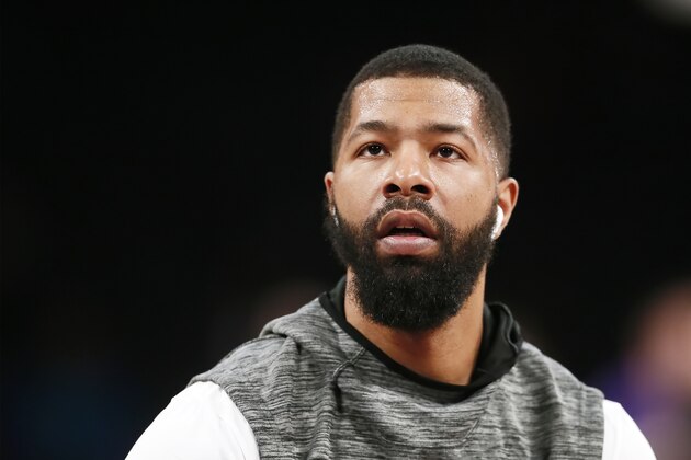 LOS ANGELES, CA - MARCH 10: Markieff Morris #88 of the Los Angeles Lakers warms up prior to a game against the Brooklyn Nets at the Staples Center on March 10, 2020 in Los Angeles, CA. NOTE TO USER: User expressly acknowledges and agrees that, by downloading and or using this photograph, User is consenting to the terms and conditions of the Getty Images License Agreement. Mandatory Credit: 2020 NBAE (Photo by Chris Elise/NBAE via Getty Images)