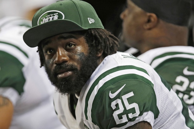 FILE - In this Nov. 18, 2012 file photo, New York Jets running back Joe McKnight (25) during the fourth quarter of an NFL football game against the St. Louis Rams in St. Louis. The trial in a road-rage shooting that left McKnight dead was set to begin with jury selection Tuesday, Jan. 16, 2018, in a New Orleans suburb. McKnight was shot to death by Ronald Gasser in the December 16 shooting. (AP Photo/Tom Gannam, File)