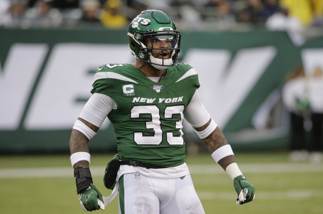 New York Jets' Jamal Adams (33) during the second half of an NFL football game against the Oakland Raiders Sunday, Nov. 24, 2019, in East Rutherford, N.J. (AP Photo/Seth Wenig)